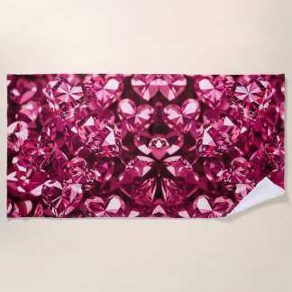 Roze kristal diamanten harten strandlaken