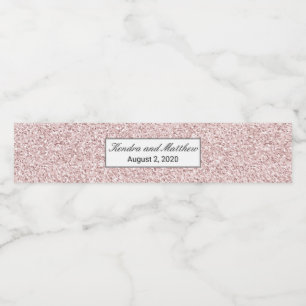 Roze Kristal Ijs Glitter Textuur Waterfles Etiket