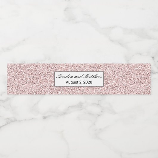 Roze Kristal Ijs Glitter Textuur Waterfles Etiket (Enkel label)