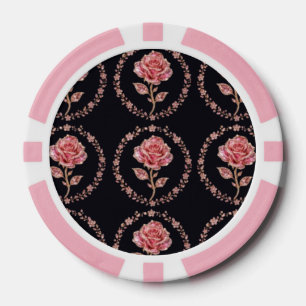 Roze Kristallen Roos Diamanten Krans Kunst Poker Chips