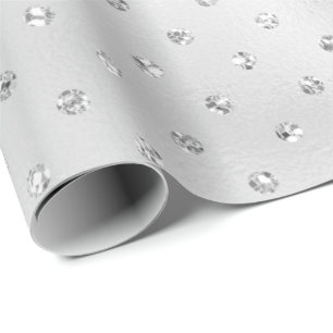 Roze kristallen Swarovski Polka Dots Silver Grey Cadeaupapier