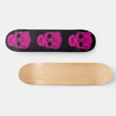 Roze kroesskateboard van de schedel. skateboard (Horizontaal)