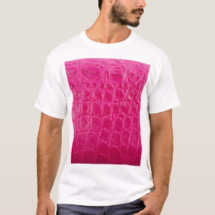Roze krokodillenhuid, lederen textuur t-shirt