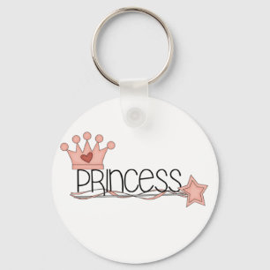 Roze Kroon en Wand Princess Sleutelhanger