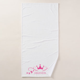 Roze kroon en wervelingen monogram bad handdoek