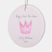 Roze Kroon Foto Baby's Eerste Kerstmis Keramisch Ornament (Links)