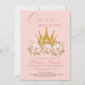 Roze kroon goud Princess 1e verjaardagsfeestje Kaart (Voorkant)