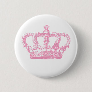 Roze kroon ronde button 5,7 cm