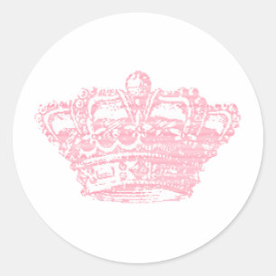 Roze kroon ronde sticker