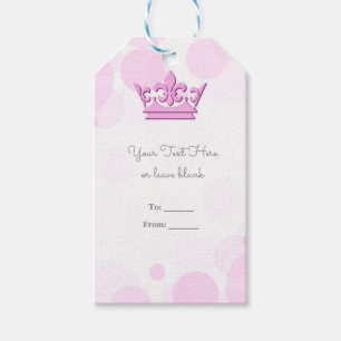 Roze kroon & stippen Koninklijke verjaardagsfeest Cadeaulabel