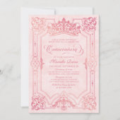 Roze Kroon Tiara Elegant Quinceanera Kaart (Voorkant)