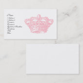 Roze kroon visitekaartje (Voorkant / Achterkant)