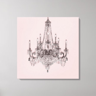 Roze kroonluchter canvas wandkunst afdruk