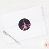 Roze kroonluchter op zwarte Sticker (Envelop)