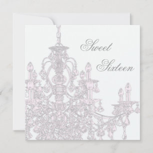 Roze Kroonluchter Sweet 16 Verjaardagsfeest Kaart