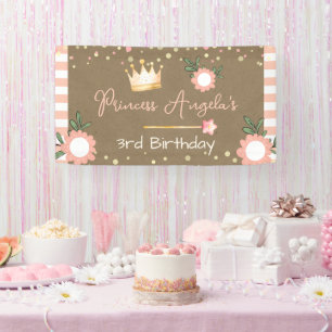 Roze kroonprinses verjaardag kraft spandoek