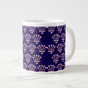 Roze Kroontjes Donkerblauw Extra Grote Beker