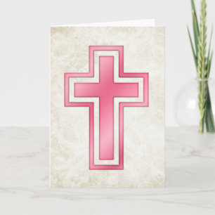  Roze Kruis 2 Blank Christelijk Wenskaart Feestdagen Kaart