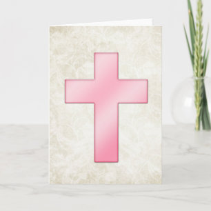  Roze Kruis 3 Blank Christelijk Wenskaart Feestdagen Kaart