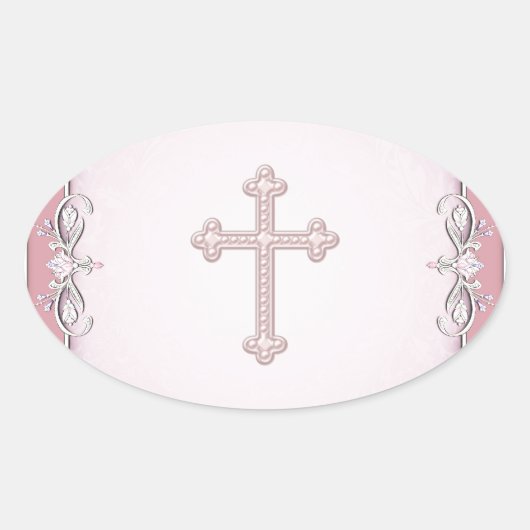 Roze Kruis Damast Bloem Envelope Zegels (Voorkant)