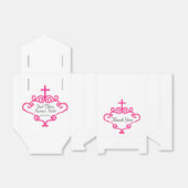  Roze Kruis en Scroll  Baptisme Bedankdoosjes (Uitgevouwen)
