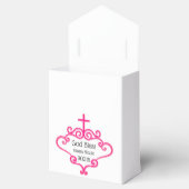 Roze Kruis en Scroll Baptisme Bedankdoosjes (Geopend)