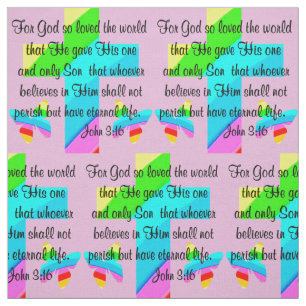 ROZE KRUIS EN VLINDER JOHANNES 3:16 STOF