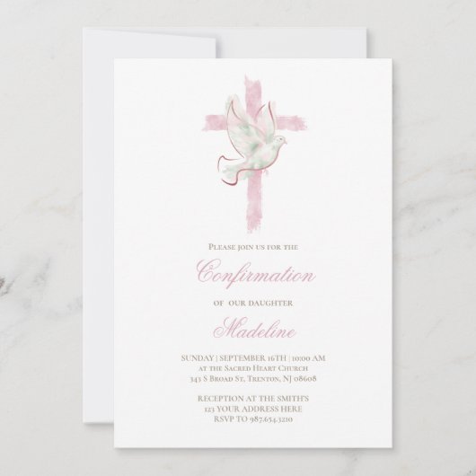 roze kruis Heilige Geest Bevestiging Kaart (Voorkant)