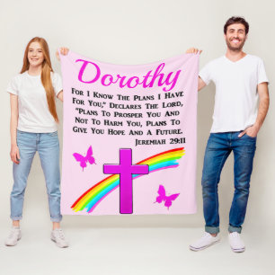  ROZE KRUIS JEREMIA 29:11 GEPERSONALISEERD FLEECE DEKEN