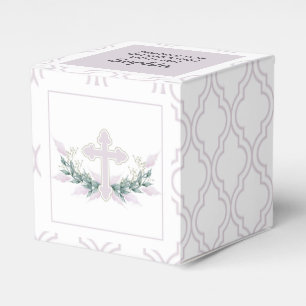 Roze kruis op Quatrefoil Party Favor Box Bedankdoosjes