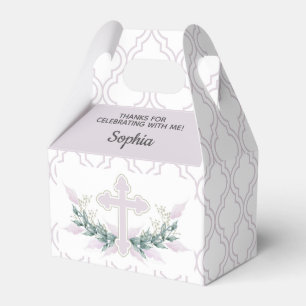 Roze kruis op Quatrefoil Party Favor Box Bedankdoosjes