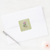 Roze kruis vierkante sticker (Envelop)