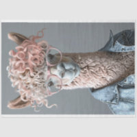 Roze krullend hoofd lama decoupage