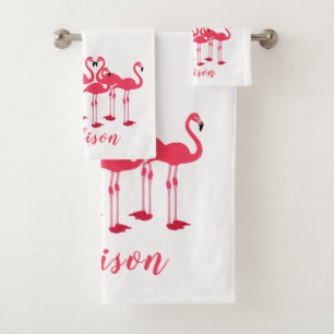 Roze kudde flamingo's thema bad handdoek