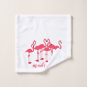 Roze kudde flamingo's thema bad handdoek (Wasdoekje)