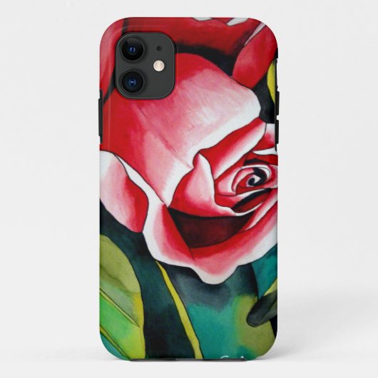 Roze kunstbloem voor het schilderen van waterverf  Case-Mate iPhone case (Achterkant)