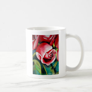 Roze kunstbloem voor het schilderen van waterverf  koffiemok