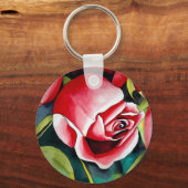 Roze kunstbloem voor het schilderen van waterverf  sleutelhanger (Voorkant)