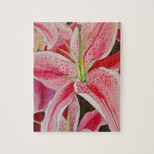 Roze kunstbloem voor waterverf legpuzzel