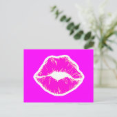 Roze kus lippen lippenstift make-up schoonheid mod briefkaart (Staand voorkant)