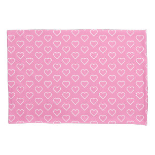 Roze Kussen Hoesje met Harten of Kies Kleur Kussensloop