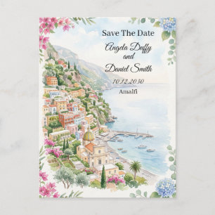 Roze Kust Bloemstuk Save The Date Postkaart