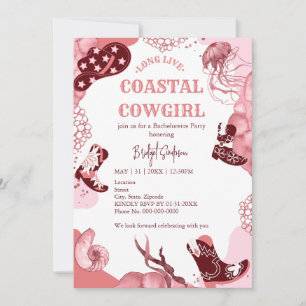 roze kustcowgirl vrijgezellenfeest kaart
