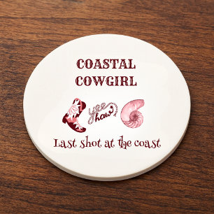 roze kustcowgirl zandsteen onderzetter