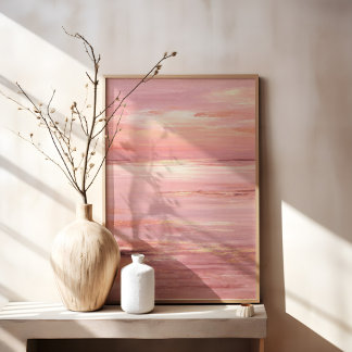 Roze Kustzonsondergang Abstract Canvas Afdruk