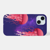 Roze kwal iPhone 15 hoesje (Achterkant horizontaal)
