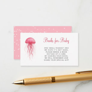 Roze kwal meisje baby shower boeken voor baby informatiekaartje