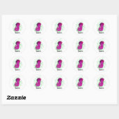 roze kwal waterverf stijl ronde sticker (Vel)