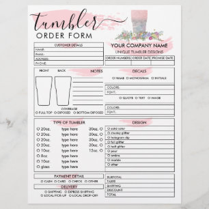 Roze Kwast Tumbler Mok Beker Bestelformulier Flyer