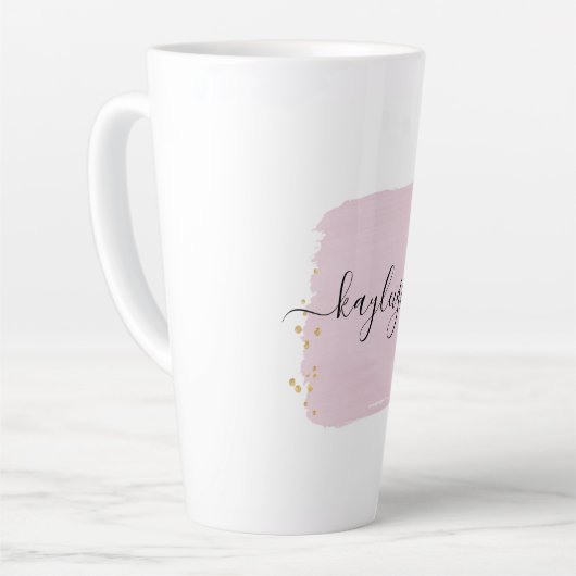 Roze kwaststreek met gouden stippen latte mok (Linkerhoek)